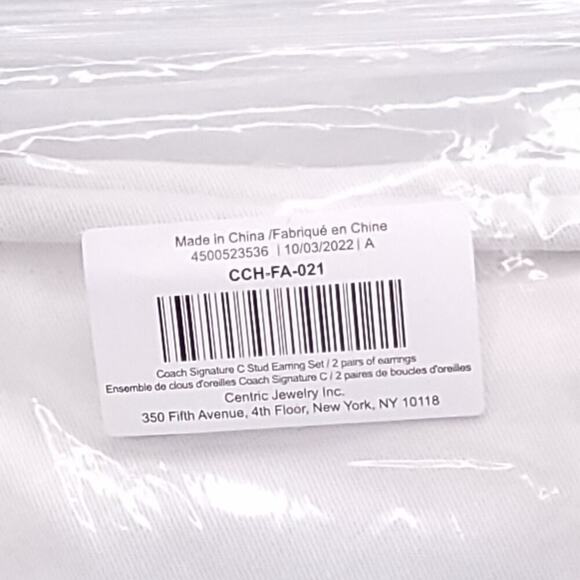 Coach Signature C and Stone Stud Earring Set - Picture 4 of 10